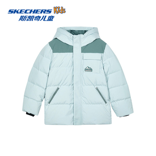Skechers斯凯奇童装儿童防风保暖梭织羽绒服冬季新款男童连帽外套