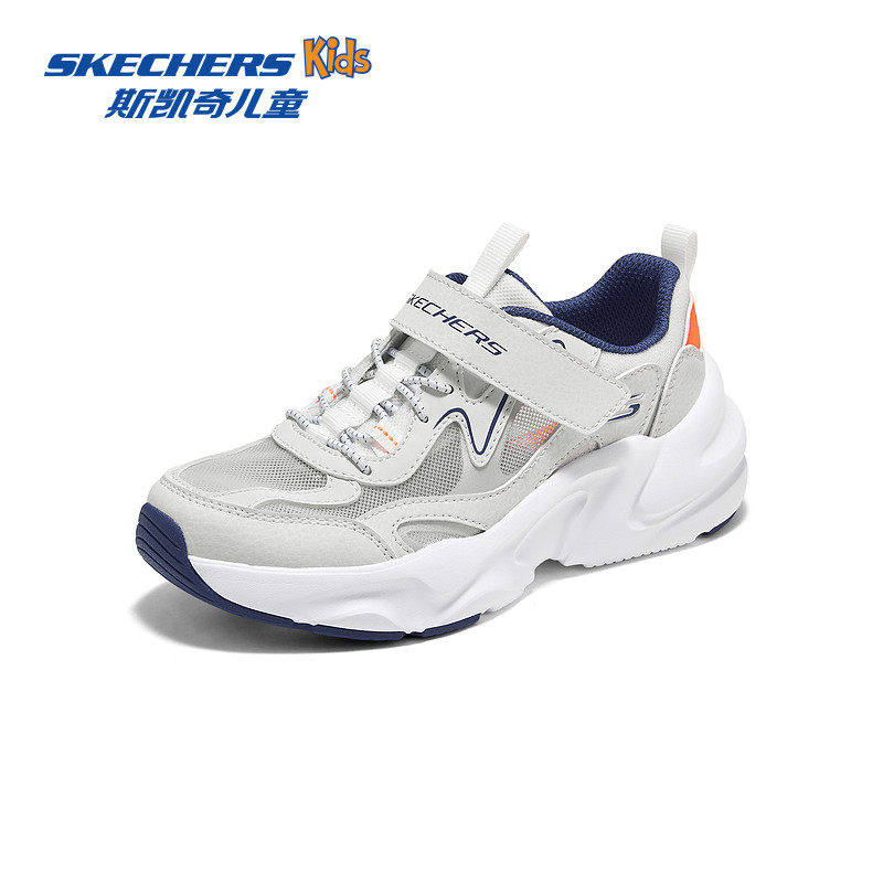 Skechers斯凯奇男童魔术贴运动鞋中大童低帮休闲鞋透气网面舒适