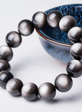 黑曜石银曜石手链手串黑曜石