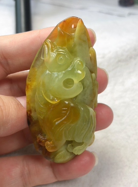 貔貅挂件岫玉吊坠花玉祥瑞吉兆毛衣链天然玉坠子玉佩包邮一物一图