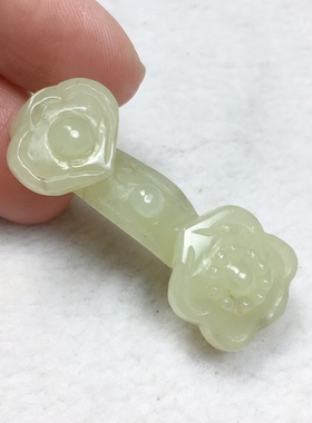 黄白老玉如意吊坠和田玉挂件一物一图天然玉石保真包邮