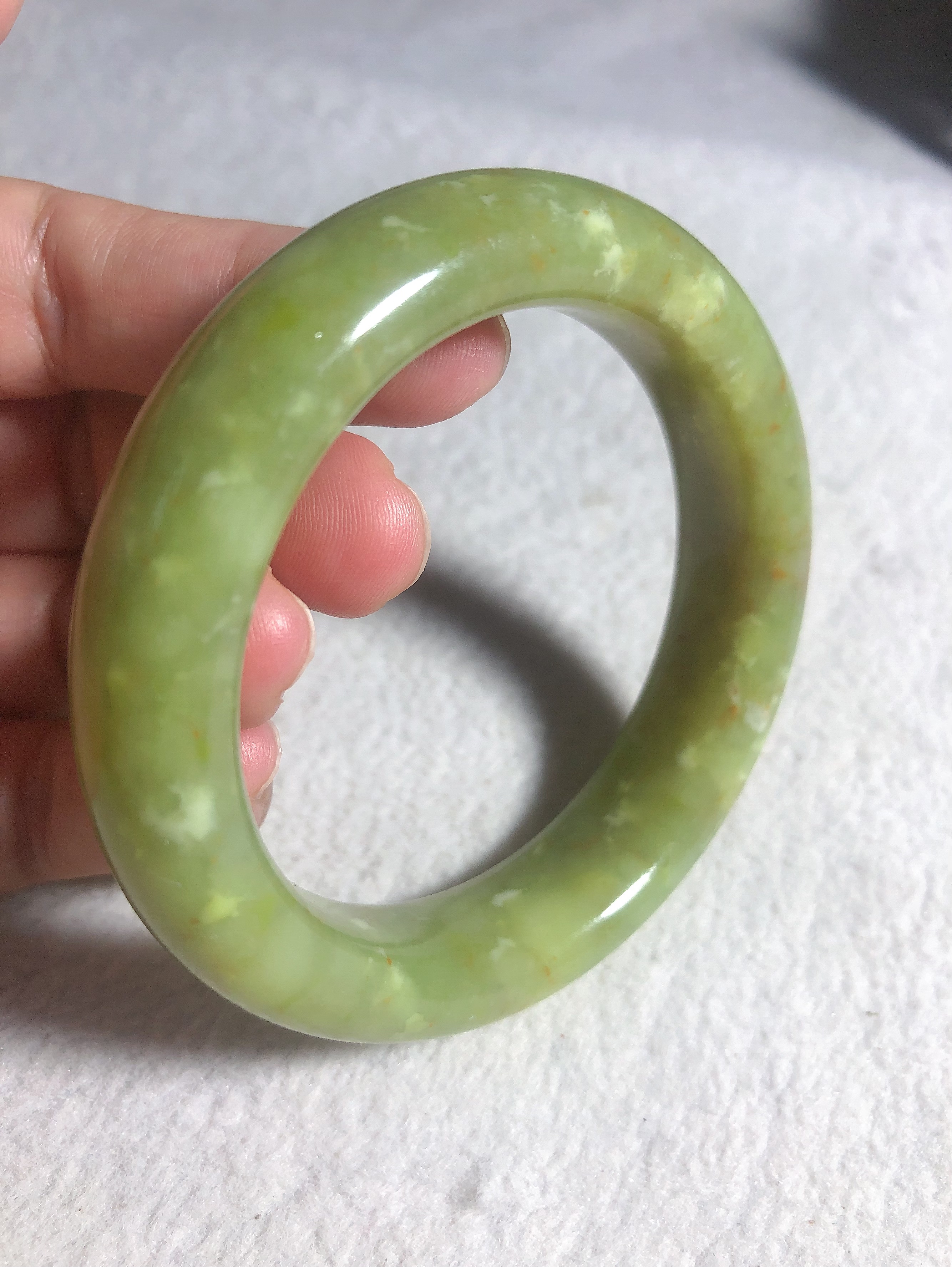 岫玉辽阳料手镯正圈54口保真天手饰