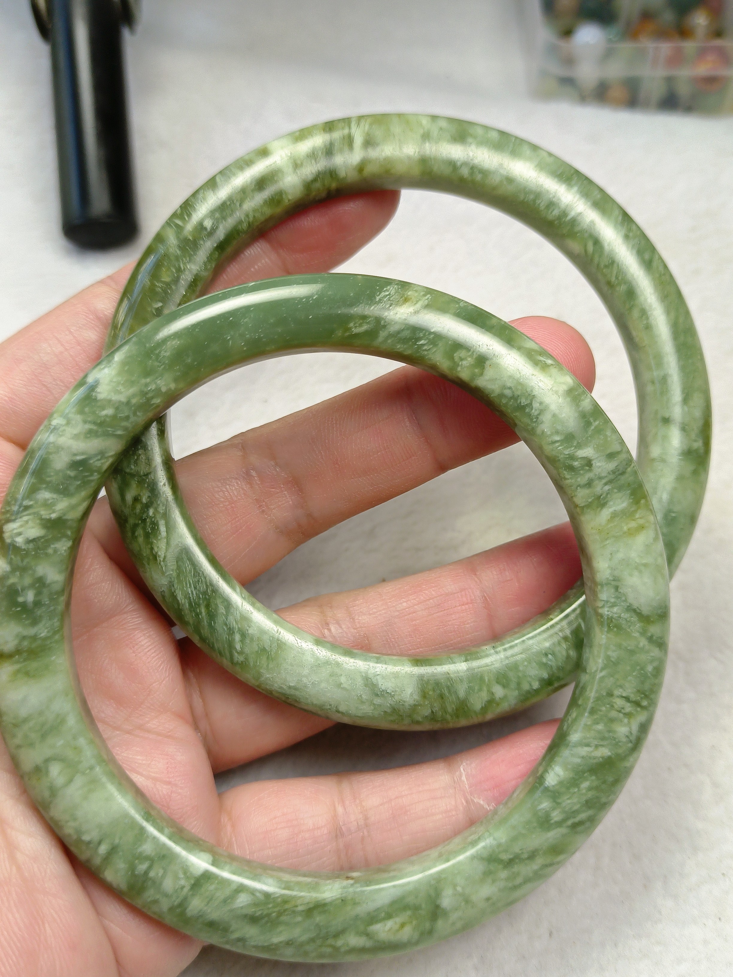岫玉手镯正圈65口甲翠大圈口玉镯子一物一图全新包邮天然玉石保真,饰品/流行首饰/时尚饰品新,手镯,淘宝优惠券,粉丝福利购,淘宝优惠卷