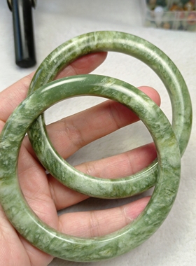 岫玉手镯正圈65口甲翠大圈口玉镯子一物一图全新包邮天然玉石保真