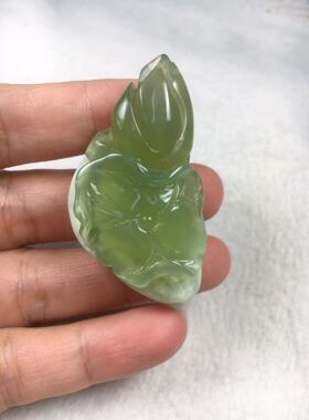 岫玉莲花吊坠毛衣链挂件一物一图保真包邮天然玉石