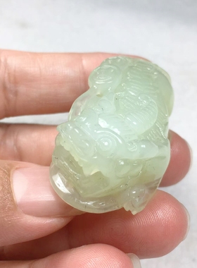 岫玉霸王貔貅吊坠小财神毛衣链挂件全新包邮天然玉石 一物一图