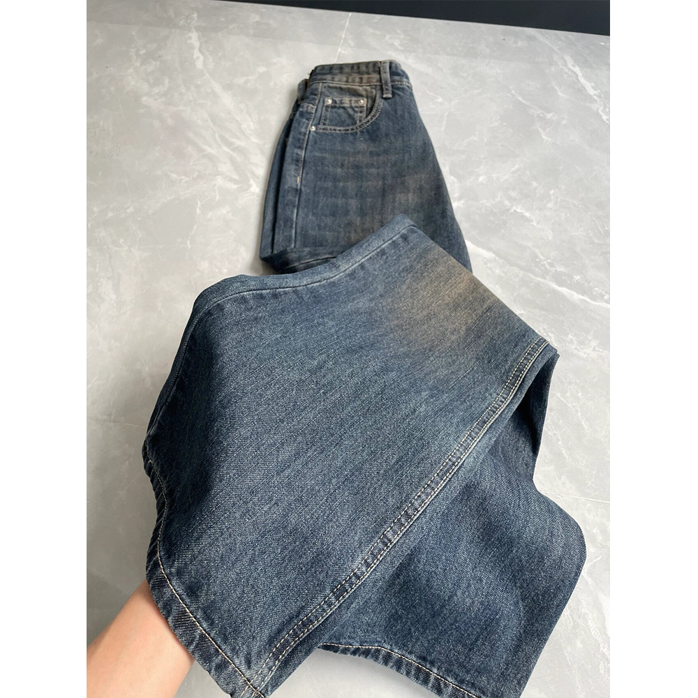 120-300斤复古直筒微喇牛仔裤女大码胖mm高腰梨形身材显瘦马蹄裤