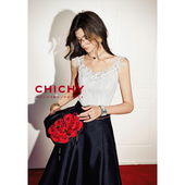 CHICHY洋气千金白色蕾丝鱼骨吊带背心女款 修身 百搭设计感内搭上衣