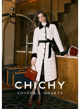 【90%鹅绒】CHICHY白色长款收腰轻薄羽绒服女25冬季新款保暖外套