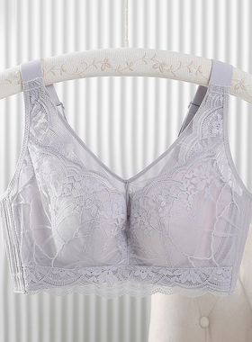 夏季大码宽肩带文胸胖mm软钢圈防下垂女士内衣聚拢薄款奶罩DEF杯