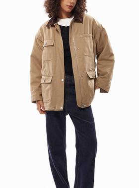 A DoOr 户外工装风夹棉厚短外套lucia 做旧翻领拉链夹克