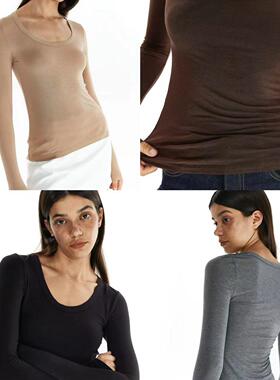 A DoOr 4色弹力打底基础长袖上衣薄款百搭可叠穿Alma针织不加绒