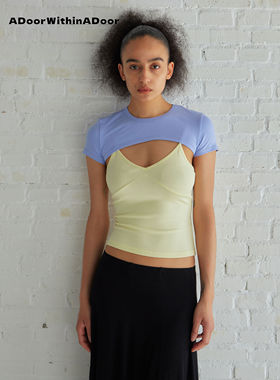 A DoOr 吊带短袖坎肩2件套装 Nicole 2025夏季新款弹力撞色休闲
