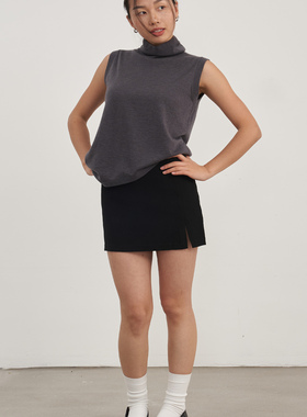 ADoOr 基础黑色低腰裙防走光含打底裤内衬辣妹开衩拉链抗皱半裙