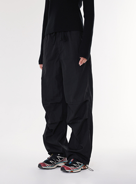 A DoOr 工装裤低腰休闲户外冲锋套装黑色宽松薄款不加绒直筒百搭