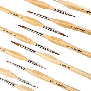 勾线笔水彩极细水粉软毛细毛笔勾画工笔画勾勒描笔线笔工笔画画小