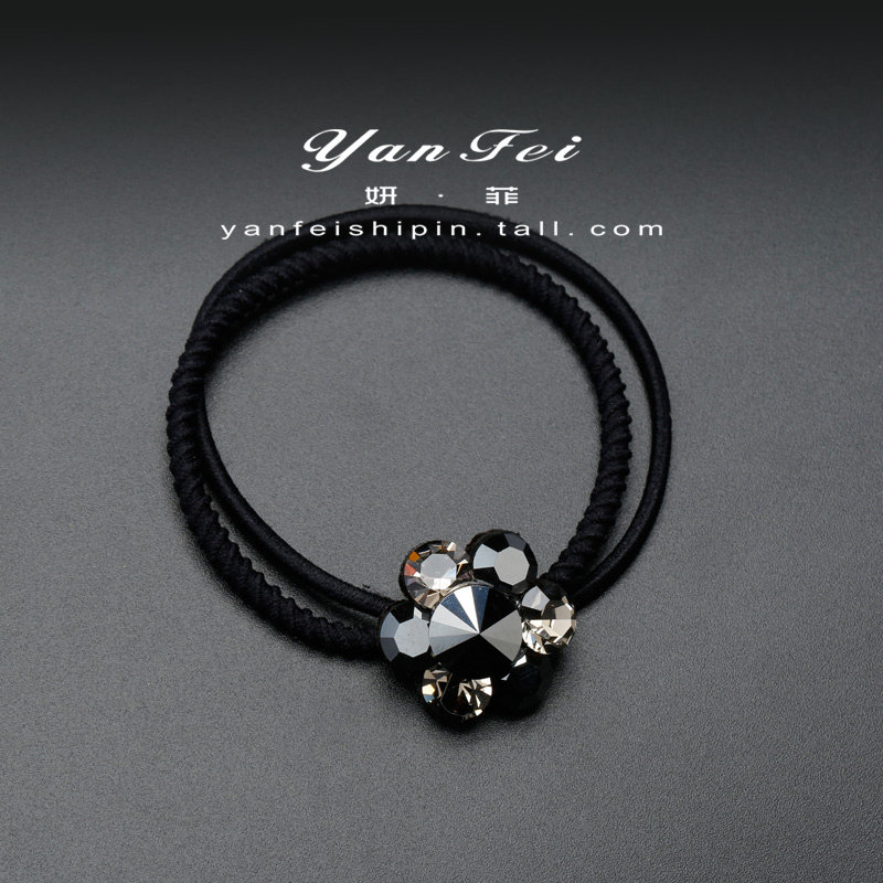 质感爆棚 百搭气质奥钻头绳女发绳高弹力橡皮筋水钻花朵发圈