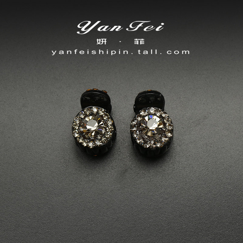 妍菲小发抓捷克钻超闪圆形刘海夹女迷你抓夹2024新款前额碎发对夹