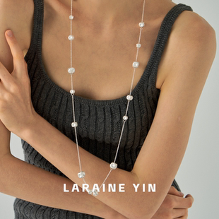 LARAINE 小众复古精致百搭颈链毛衣链 YIN满天星拉丝小方块项链女
