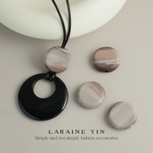 长款 黑曜石吊坠黑绳项链女新中式 潮流小众高级感秋冬毛衣链