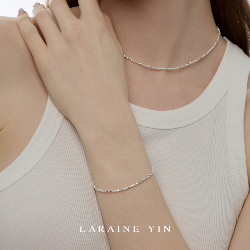 爆闪~碎银子纯银项链手链23新款