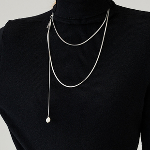 蛇骨链淡水珍珠项链毛衣链小众高级 百搭长款 LARAINE YIN时尚