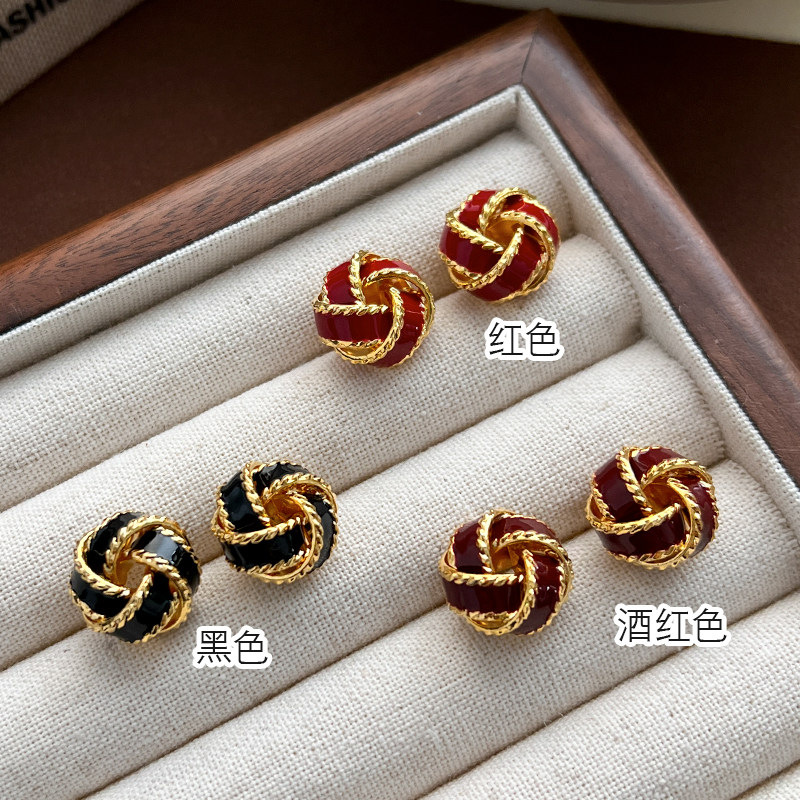 同心结气质耳环女红色耳钉秋冬高级感复古925银针新中式耳饰,饰品/流行首饰/时尚饰品新,耳环,淘宝优惠券,粉丝福利购,淘宝优惠卷