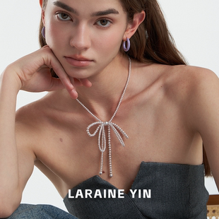 LARAINE YIN蝴蝶结珍珠项链女小众设计感锁骨链ins冷淡风其中颈链