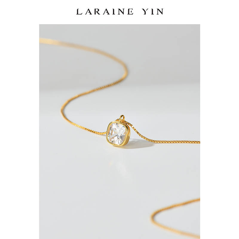 s925通体银女闪钻吊坠项链