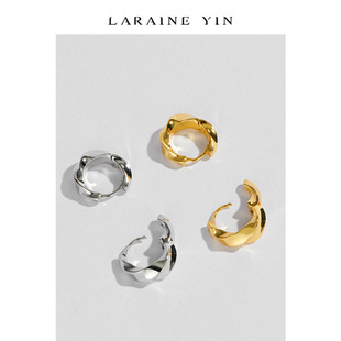 LARAINE 复古小众设计金色耳扣简约百搭耳环冷淡扭曲耳圈 YIN法式
