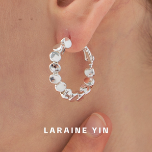 LARAINE YIN小众高级感碎银子耳圈冷淡风耳钉耳环
