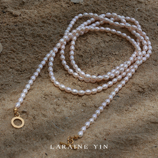 LARAINE 赫本风叠戴毛衣链女礼物 YIN轻奢淡水珍珠项链长款