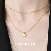 LARAINE YIN小众轻奢双层项链贝壳吊坠镀18K金叠戴锁骨链ins颈链