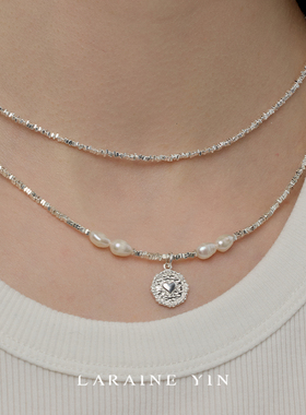 LARAINE YIN爆款爱心吊坠碎银子淡水珍珠项链925纯银轻奢手链