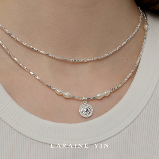 LARAINE 爱心吊坠碎银子淡水珍珠项链925纯银轻奢手链 YIN爆款