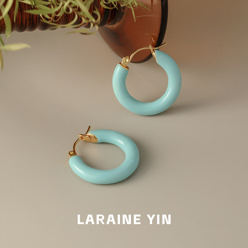 简约百搭蓝色滴油耳圈小众高级感耳环2025年新款爆款通勤珐琅耳饰,饰品/流行首饰/时尚饰品新,耳环,淘宝优惠券,粉丝福利购,淘宝优惠卷