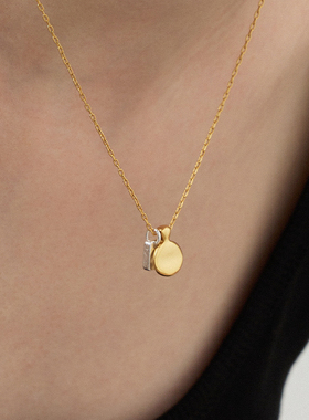 LARAINE YIN小众设计感金银撞色几何项链女镀18k金高级锁骨链ins