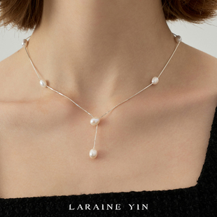 LARAINE YIN简约百搭淡水珍珠项链纯银锁骨链轻奢百搭颈链