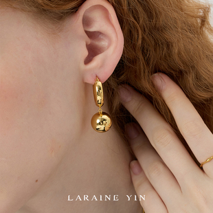 YIN欧美小众设计感金球球耳环百搭耳扣夸张金属耳坠ins LARAINE