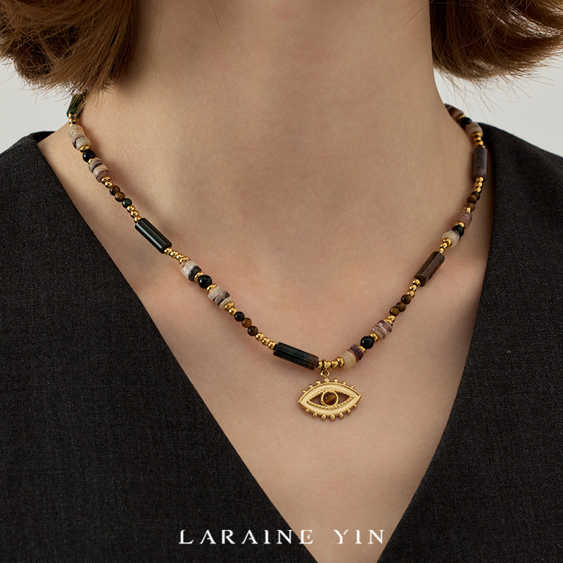 复古美拉德串珠恶魔之眼吊坠项链欧美小众设计轻奢锁骨链气质颈链,饰品/流行首饰/时尚饰品新,项链,淘宝优惠券,粉丝福利购,淘宝优惠卷