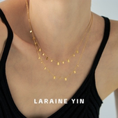LARAINE YIN法式 简约气质百搭超闪水滴方片项链叠戴流苏锁骨链ins