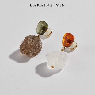 YIN原创夸张耳环女独特设计天然异形石头个性 LARAINE 耳钉耳饰