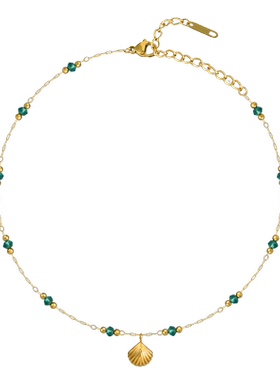 复古小众钛钢贝壳项链