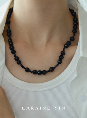 LARAINE YIN小众设计黑玛瑙项链个性百搭锁骨链fever高级感串珠