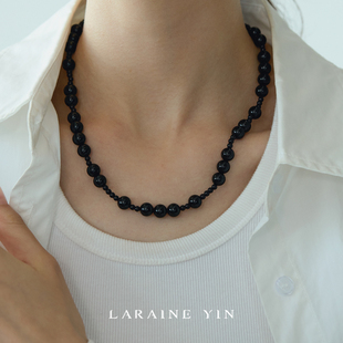 LARAINE 百搭锁骨链fever高级感串珠 YIN小众设计黑玛瑙项链个性