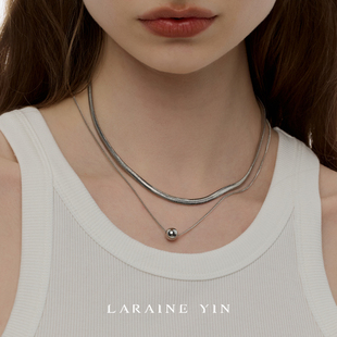 LARAINE YIN小众高级蛇骨链金属叠戴小众双层珠子不褪色钛钢项链