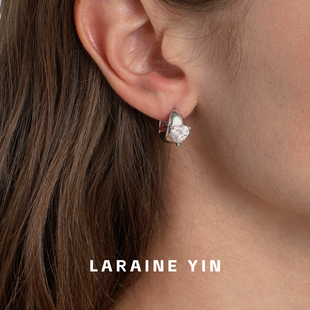 LARAINE 复古闪亮爱心锆石小耳圈精致百搭耳环通勤ins耳钉 YIN法式