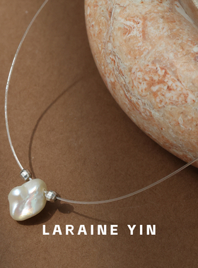 【买3免1】纯银淡水珍珠鱼线项链女 轻奢小众精致珍珠项坠礼物链