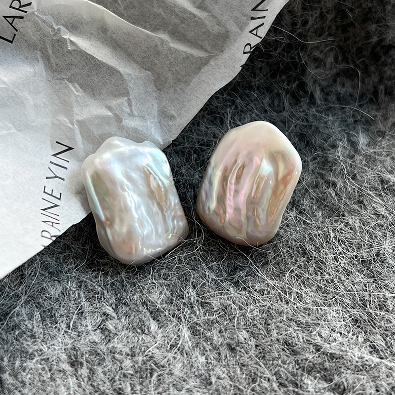 法式复古不规则异形巴洛克淡水珍珠耳环s925纯银耳饰