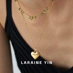 LARAINE YIN简约百搭满天星项链橄榄绿流苏锆石锁骨链钛钢颈链